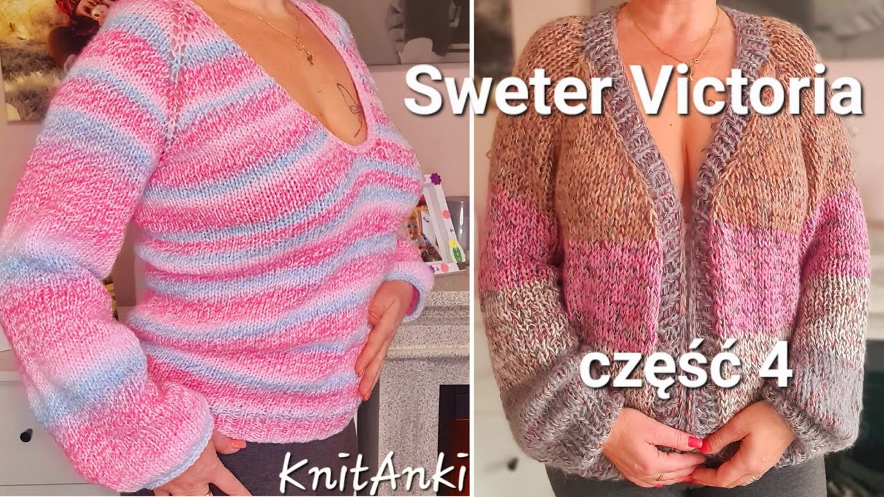Victoria cz.4  raglan, dekolt V, rzędy skrócone  #KnitAnki #sweterraglanem  #druty #knittingpattern