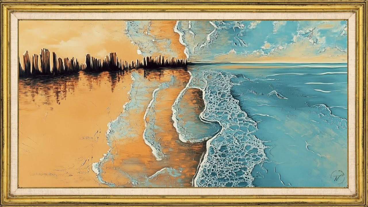 Abstract Coastal Horizon | 2 Hour TV Frame Art Screensaver | Modern Ocean & Sunset Painting