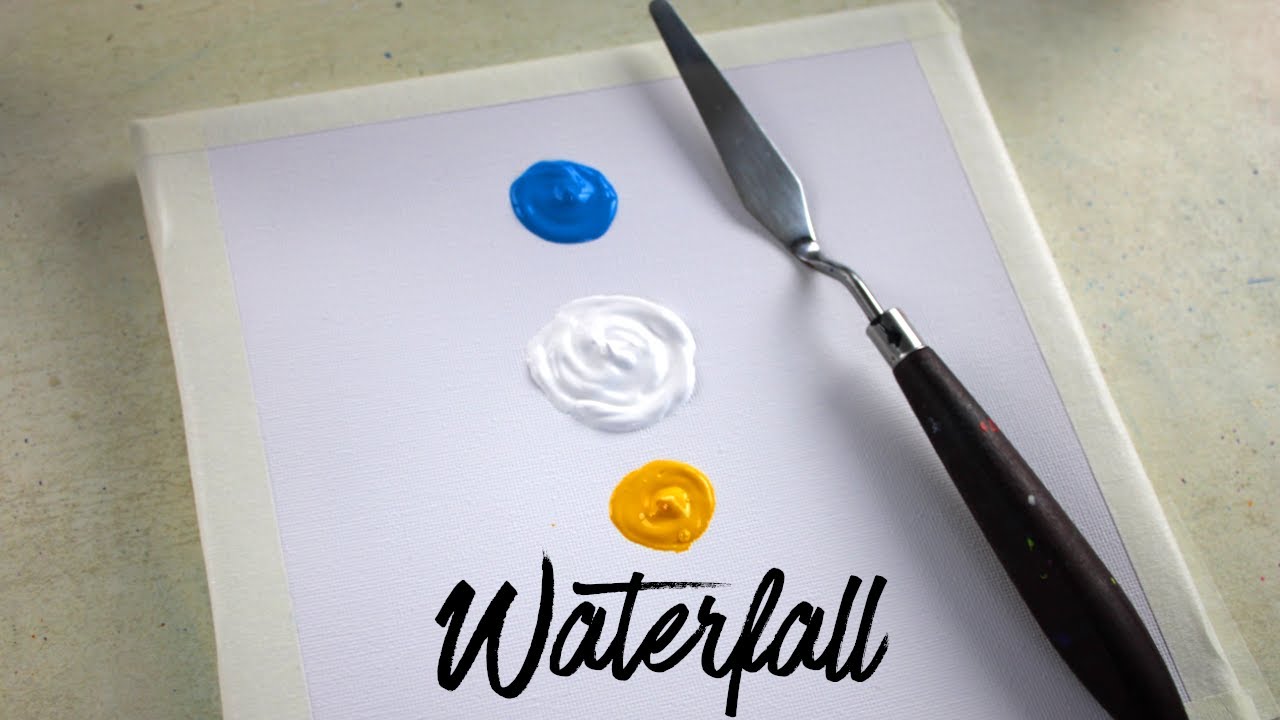 Easy Waterfall Landscape acrylic Painting tutorial for beginners | Waterfall landscape painting