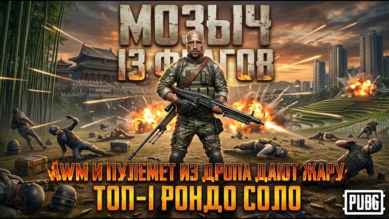 13 фрагов, лутаем дропы, гоняемся за петухами, разваливаем с панцера, путемета и AWM!