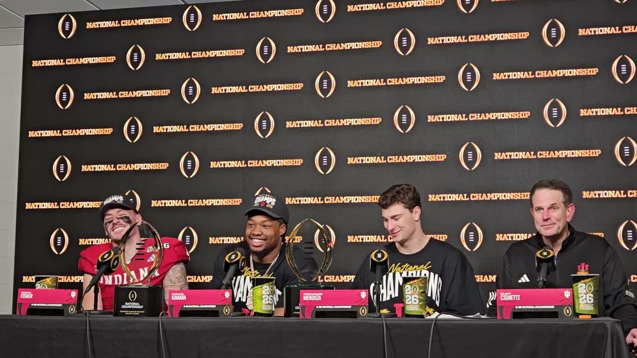 Indiana Hoosiers HC Curt Cignetti & Players I after winning CFP NC Game 1.19.26