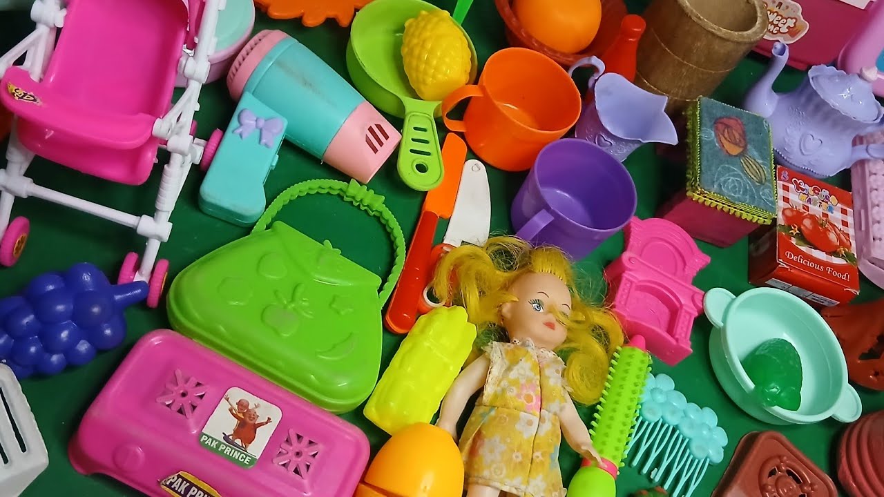 Satisfying with unboxing #colr full miniature barbie kitchen set video #asmr colr full fancher toys