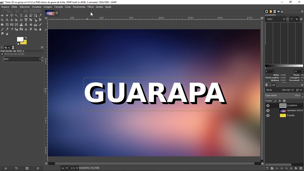 CURSO DE GIMP #15 COMO CRIAR TEXTO 3D