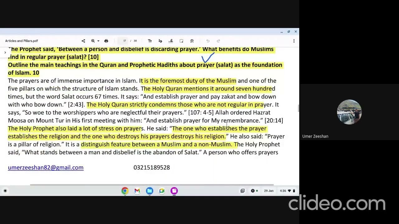 Prayer salah online class 29 Jan