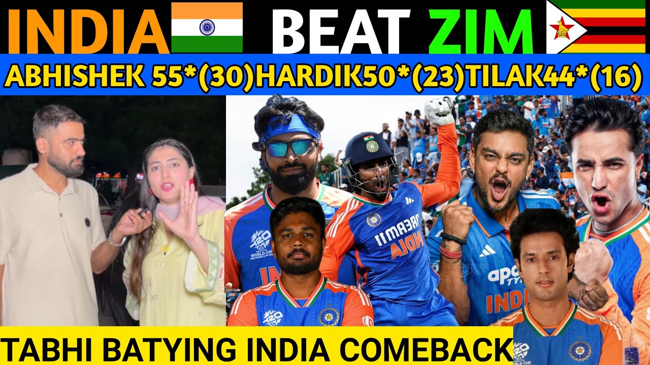 INDIA 🇮🇳 DESTROY ZIM🇿🇼 ABHISHEK 55*(30) HARDIK 50*(23) TILAK 44*(16) PAK REACTION