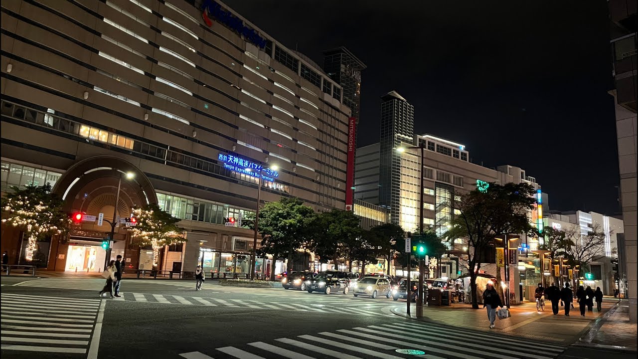 夜の大都市、福岡を歩きましょう(ライブ)