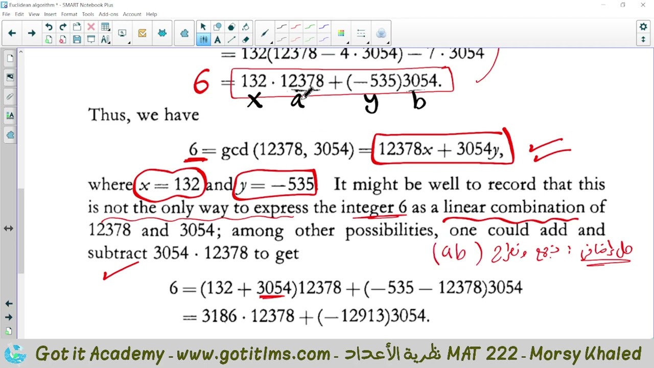 نظرية الأعداد جامعة الامام كلية العلوم Euclidean algorithm  EX 2   part 1