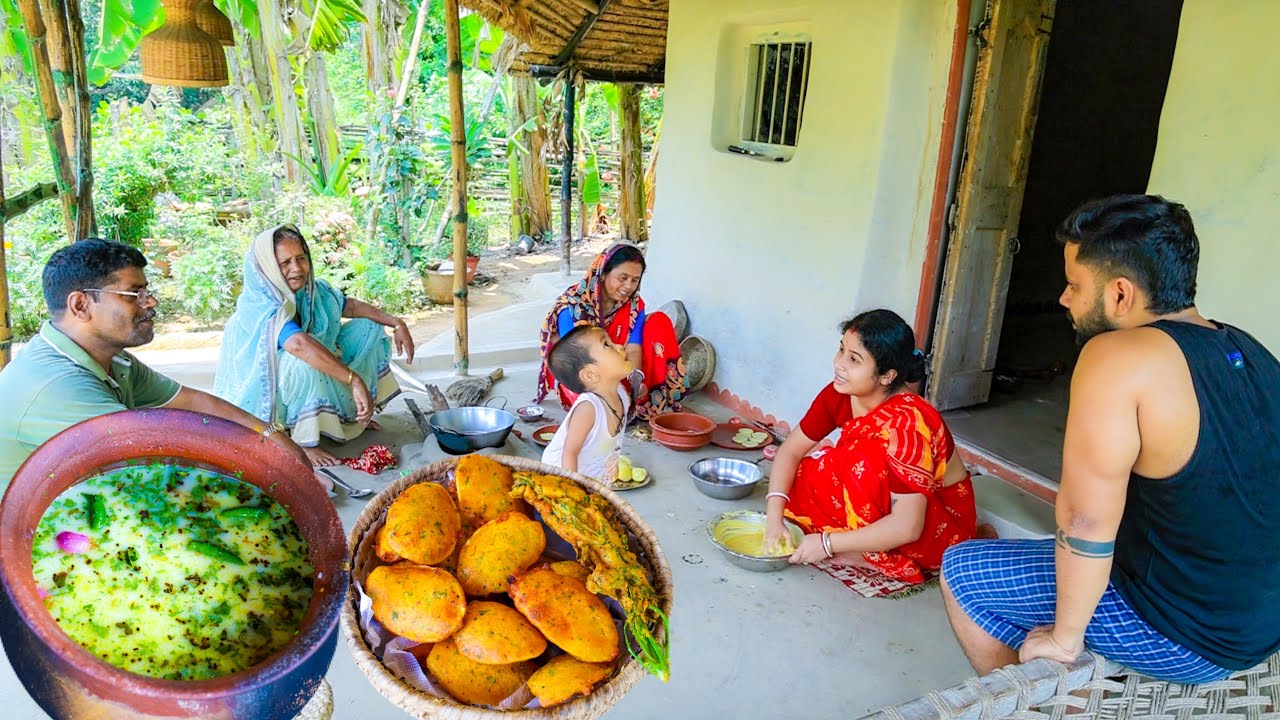পান্তা ভাতের সাথে আলু মাখা ও আলুর বড়া | Rice Kanji |