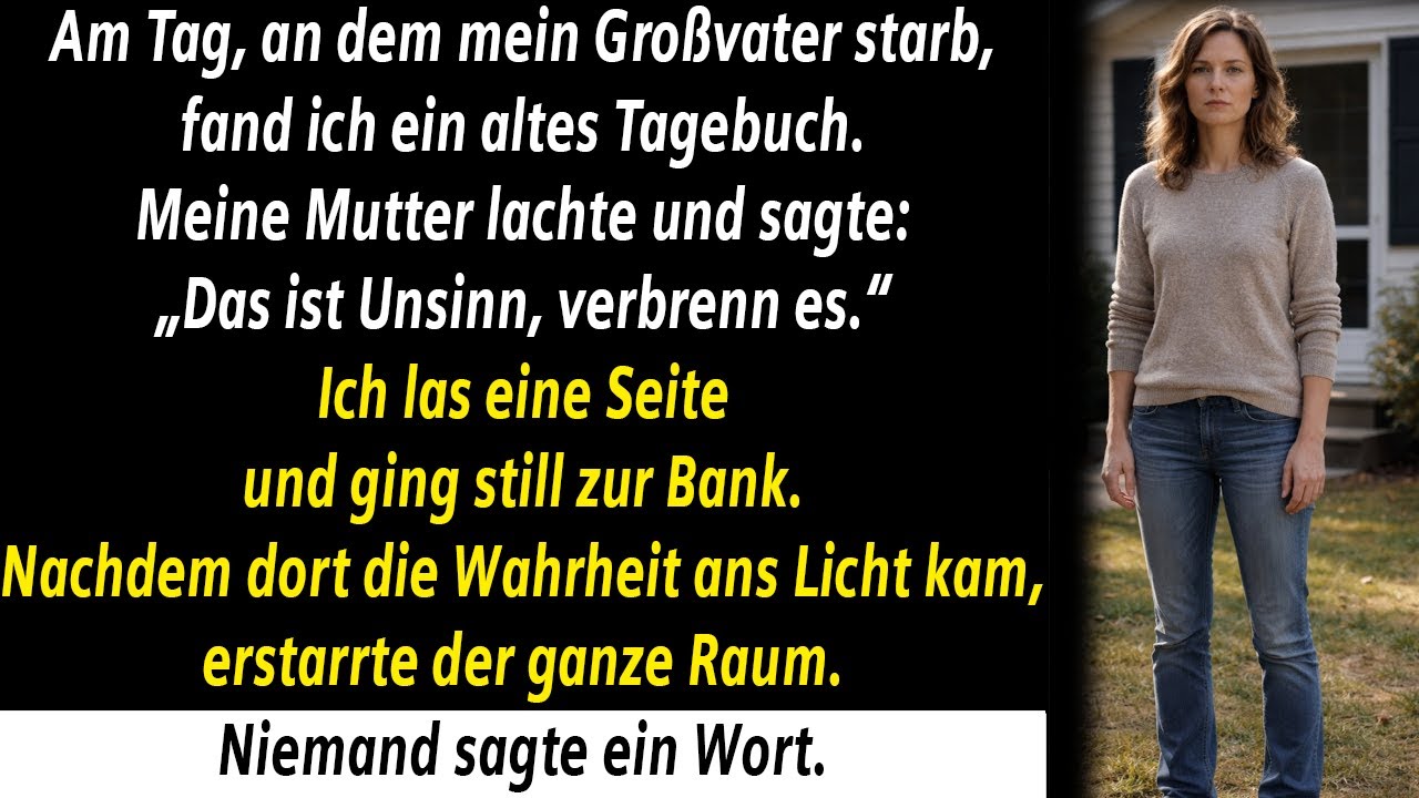 AM TAG DES TODES MEINES GROSSVATERS LAS ICH SEIN TAGEBUCH — EINE SEITE SCHOCKIERTE DIE BANK