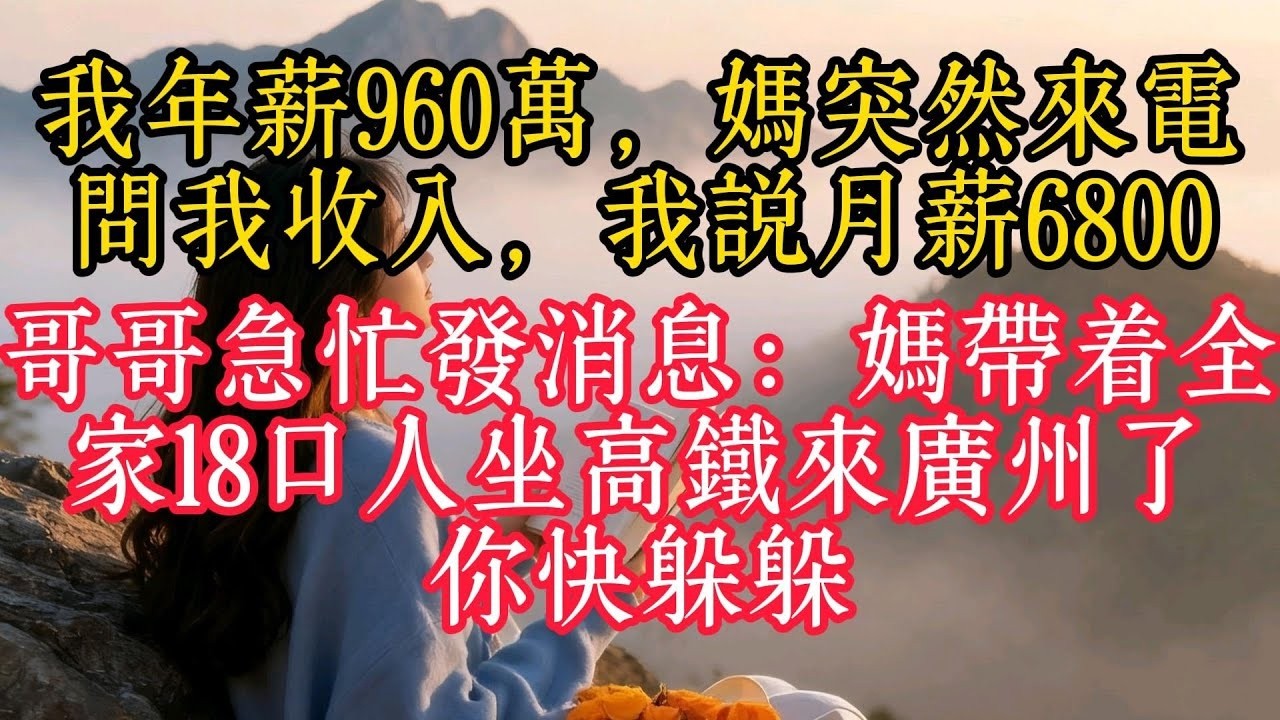 我年薪960萬，媽突然來電問我收入，我說月薪6800，哥哥急忙發訊息：媽帶著全家18口人坐高鐵來廣州了，你快躲躲