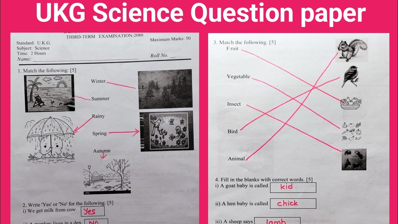 UKG Science Question paper | UKG Paper | Science Question paper | Eng Teach