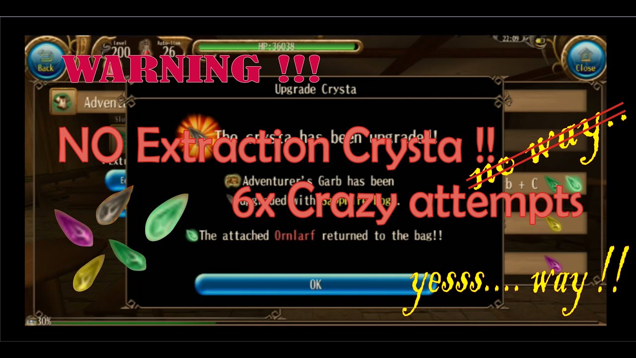 [Toram Online] WARNING !! How to Upgrade Xtals with NO Extract Crysta - Crazy attempts !!!