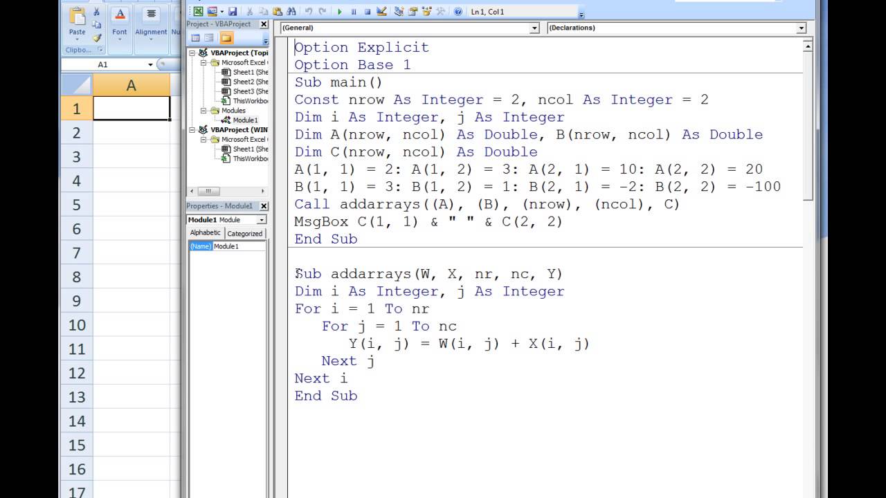 Excel VBA Topic 9.3 - Passing Arrays to Procedures
