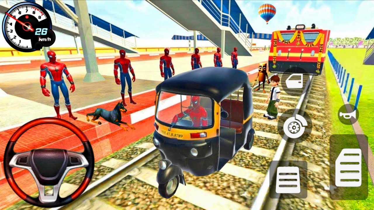 💥 Indian Thift Auto 🦚 Spiderman Race Auto vs Super Train 🚆 Lot's of Spiderman Police Car 🚨 Bike 3D 