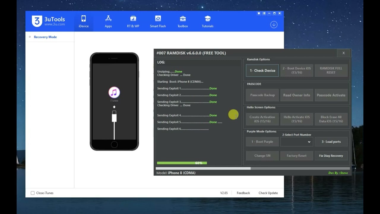 FREE ICLOUD BYPASS TOOL FIX DRIVER AND FIX PWNDFU STEPS BY #007 RMDISK TOOL 6.6V