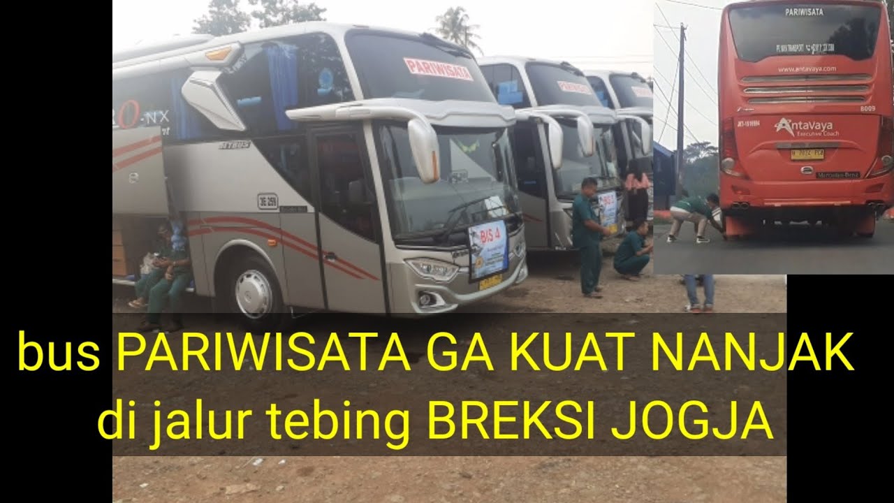bus pariwisata ga kuat nanjak di jalur wisata tebing breksi jogja