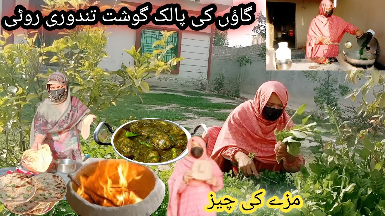 Village Spinach Meat Tandoori Roti | Palak Gosht Recipe | Chicken Palak Recipe | Village Festival