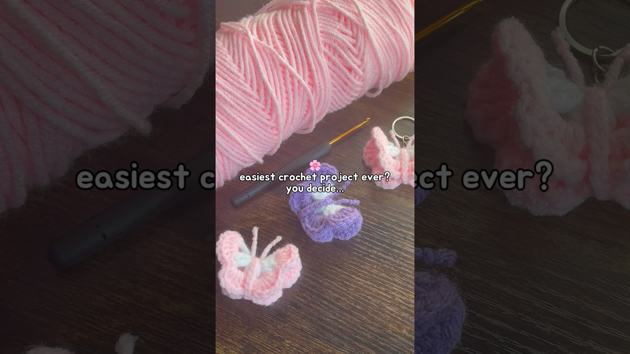 easy crochet butterfly keychain 🦋 | cute keychain ideas for beginners #crochet #beginner #butterfly