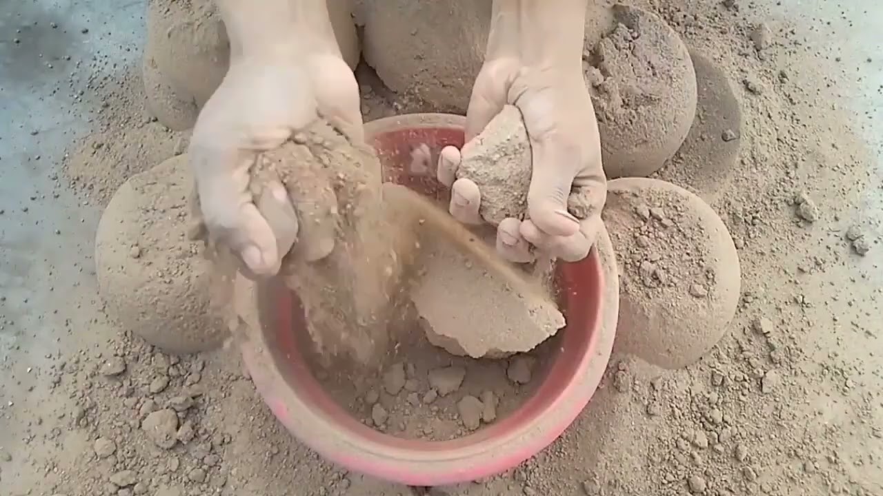 ASMR|| pure red dirt crumbling in dry/water! oddly satisfying!