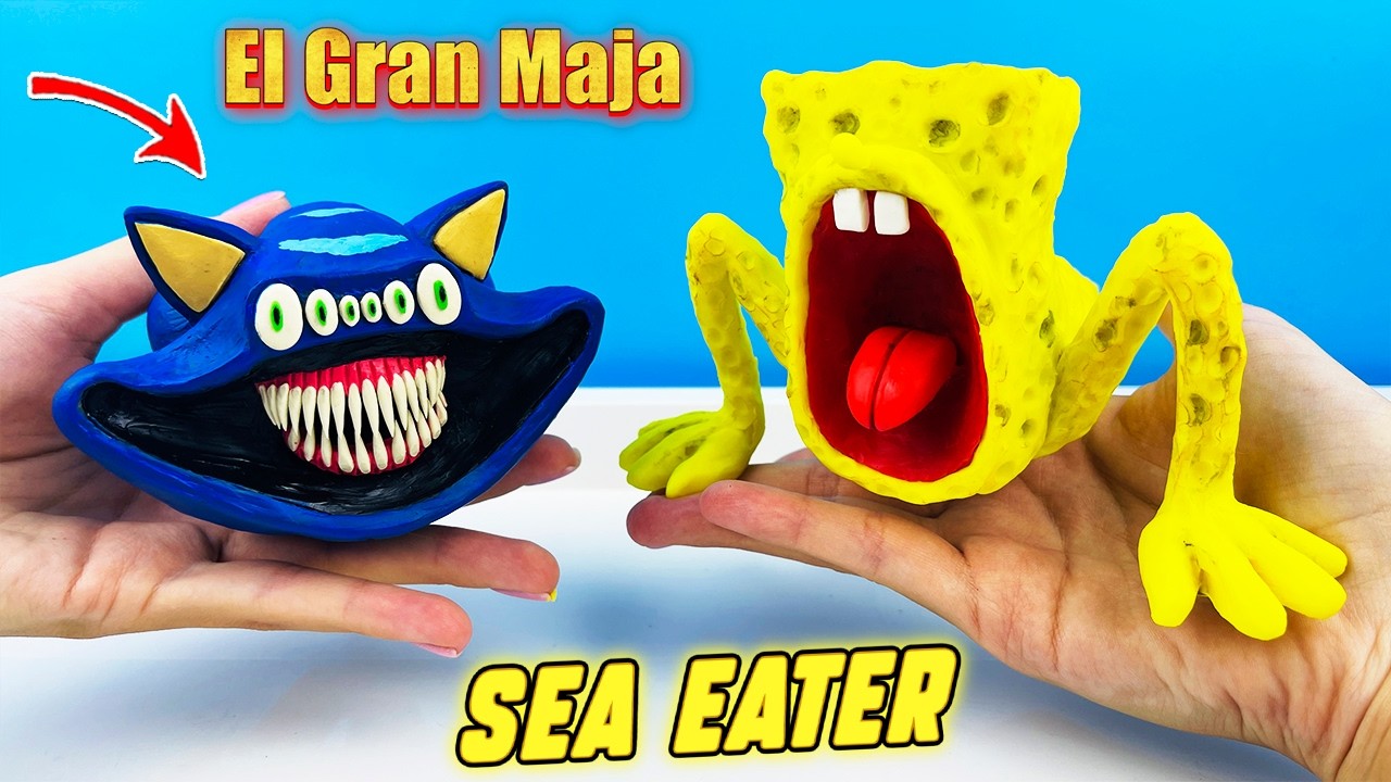 Making SEA EATER SpongeBob VS Sonic El Gran Maja with This Easy Clay Tutorial - Trevor Henderson