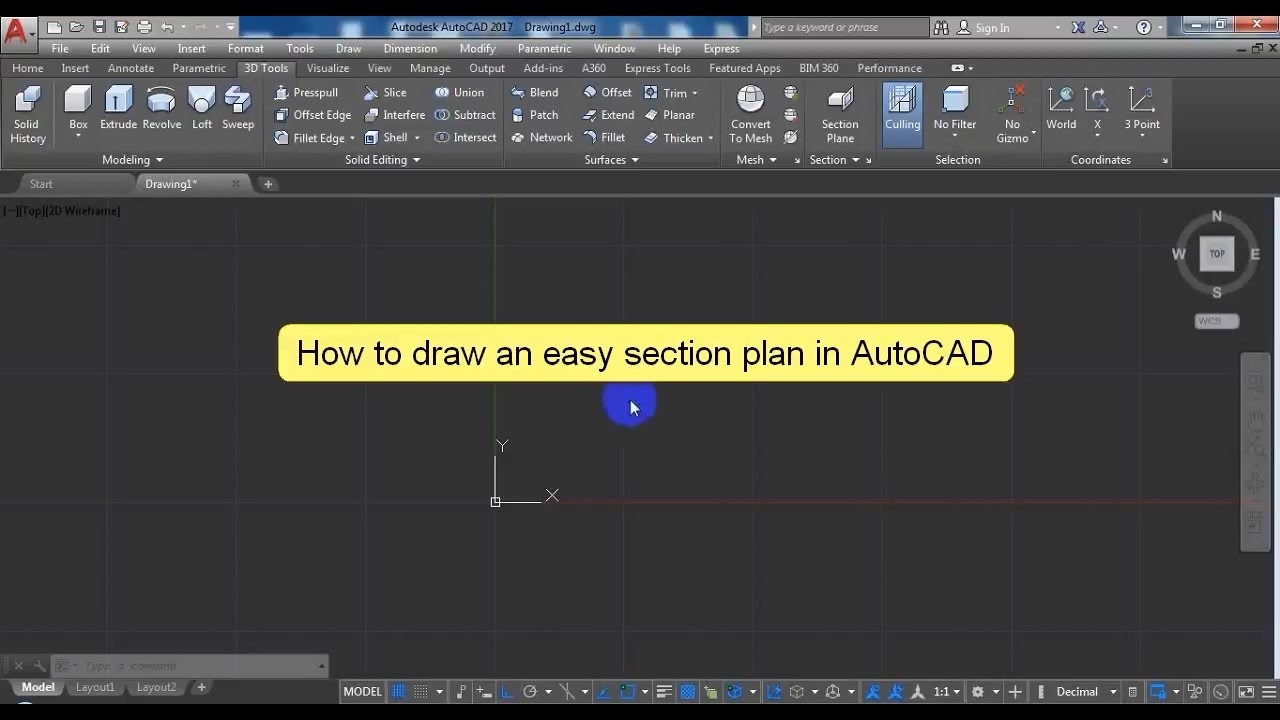 Learn with ME, Study Autodesk AutoCAD 2017, ( How to draw an easy section plan )