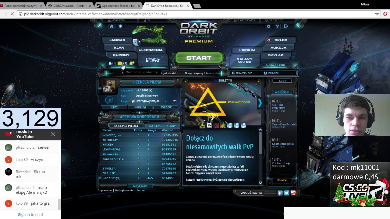 🐸Darkorbit/cs/lol z widzami :)-Wbijajcie csgolive.com !!!! kod: mk11001 🐸