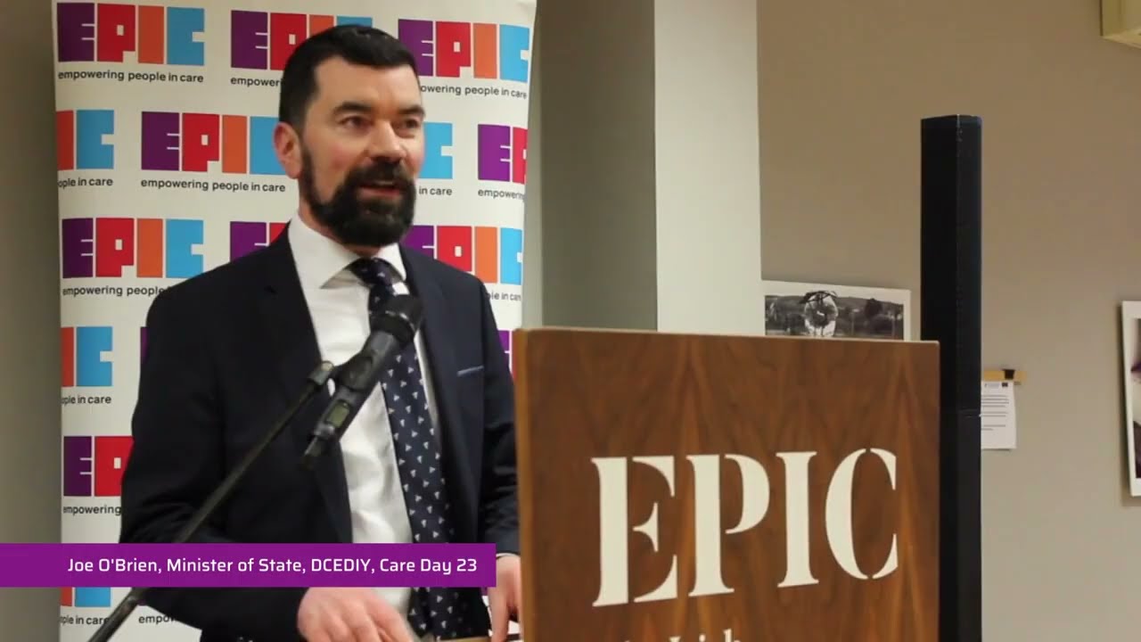 Joe O'Brien, Minister of State, DCEDIY, at EPIC's Care Day 23 Celebration in the CHQ Building