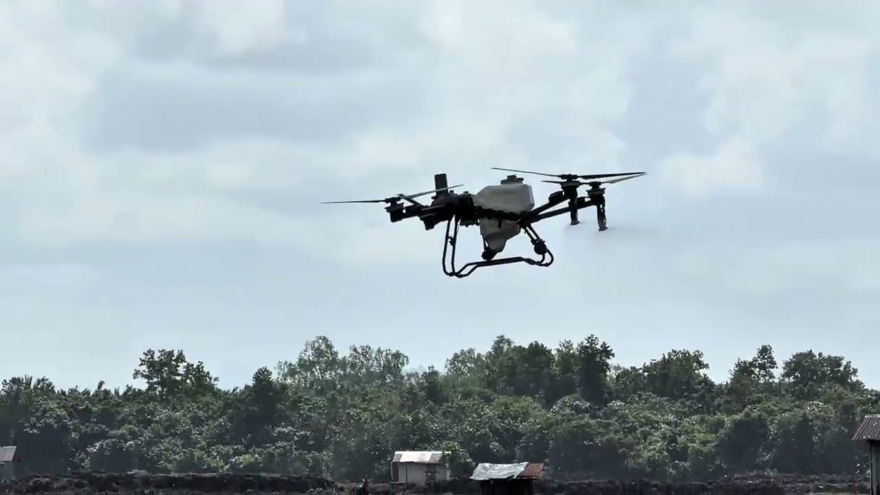 DRON PERTANIAN sembur racun di sawah ,sempat jogging dan tengok tapak kebun nanas#sawahviral