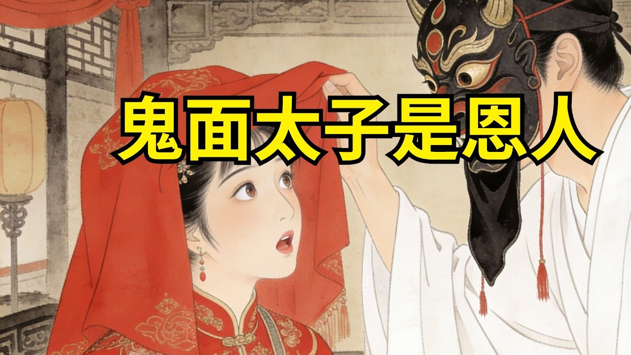 爲給弟弟換藥錢，她答應嫁給傳聞中吃人的“鬼面太子”沖喜。掀蓋頭那刻，面具落地——竟是三年前她救過的白衣少年！他輕撫她臉：“這次換我護妳壹世榮華。”#民間故事 #故事頻道 #感人故事 #感人故事 #情感