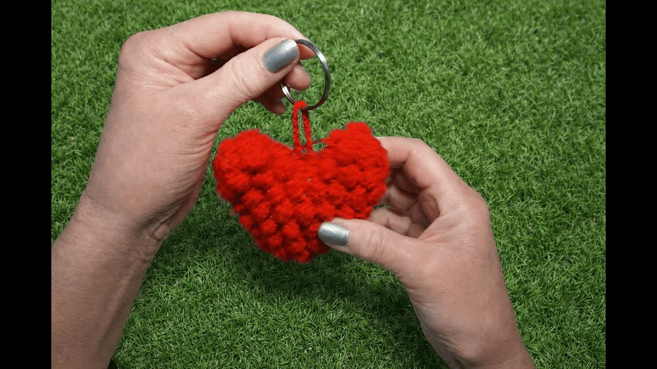 Πλεκτη καρδια-μπρελοκ-Valentine puffy keychain crochet #крючок #βελονακι
