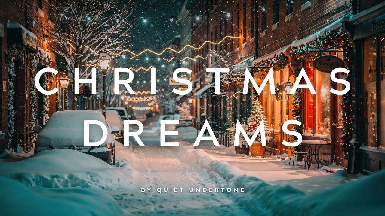 Cozy Winter Street Café Ambience | Gentle Snowfall, Warm Lights & Calm Background Music (4K)