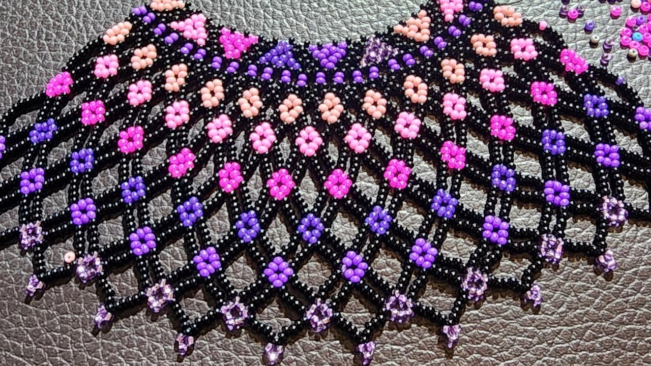 🌸Cómo hacer un hermoso collar de doble tejido con mostacillas checas, rápido y fácil.