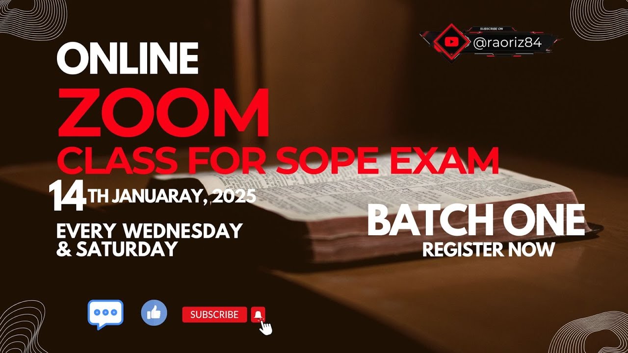 SOPE Exams Preparation | Recorded class  14th January| Batch 1
