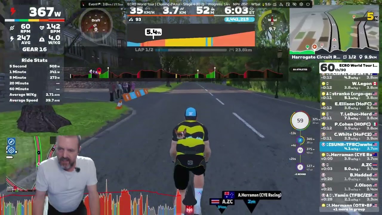 Zwift - ECRO World Tour - Chasing d'Azur (E) - Stage 4 - Harrogate Circuit Reverse