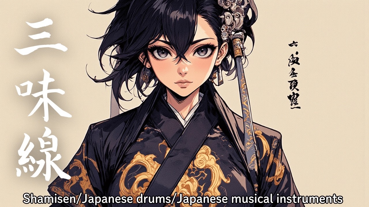 【三味線 BGM】　Shamisen/Japanese drums/Japanese musical instruments 【鬼姫 三味線】　a211