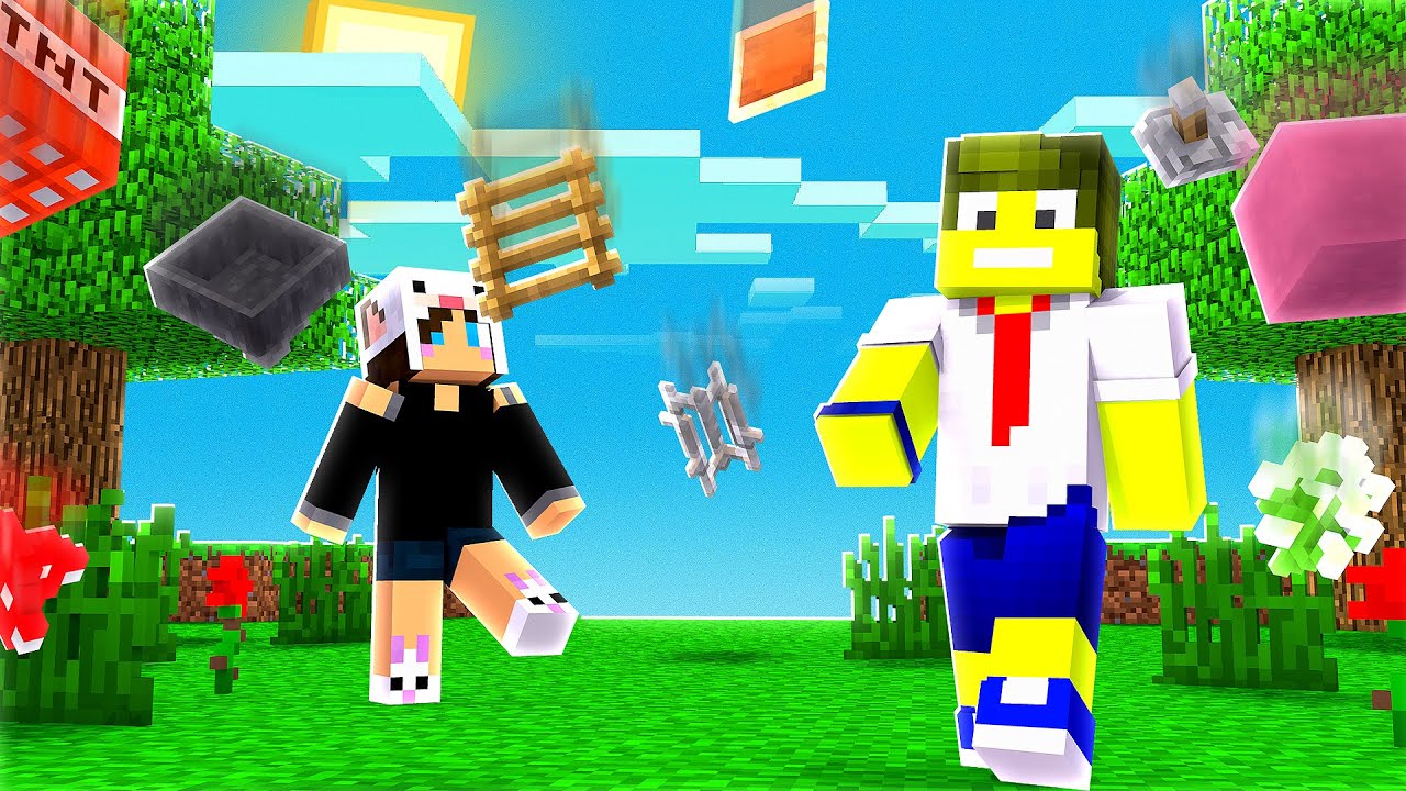 RAZOR E COELHA NO MINECRAFT QUE CHOVE ITENS!