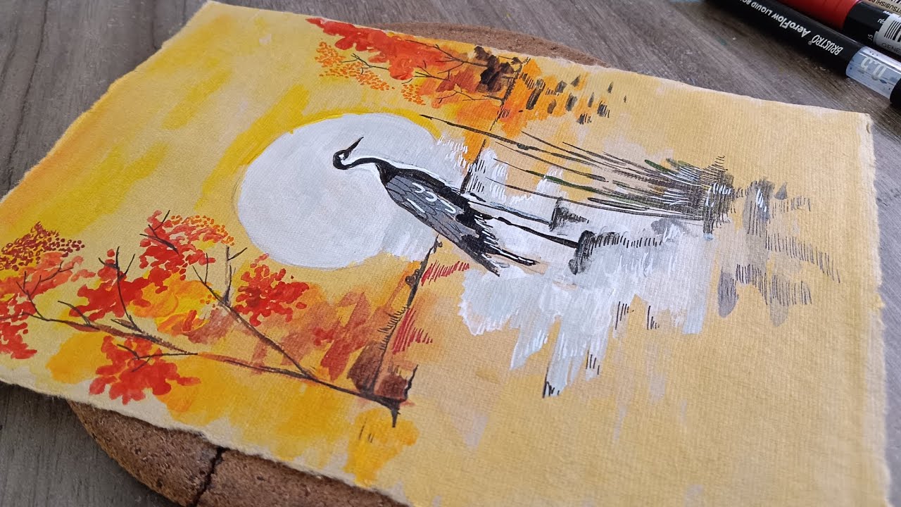 Acrylic paint evening drawing/easy acrylic paint for beginners 