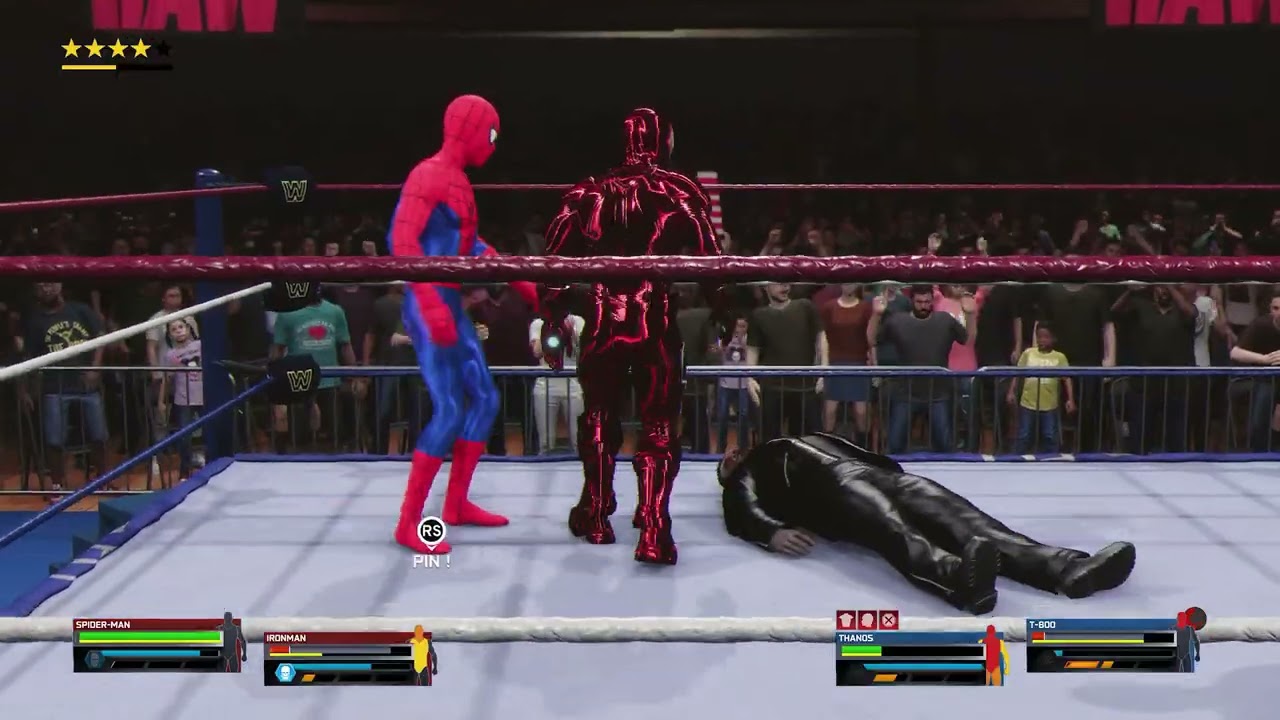 WWE 2K25: Ironman and Spider Man vs Thanos and T 800