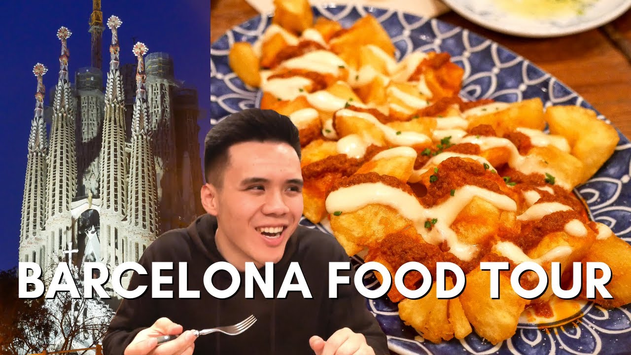 SPANISH FOOD TOUR in Barcelona! | SAGRADA FAMILIA and Park Guell Tour