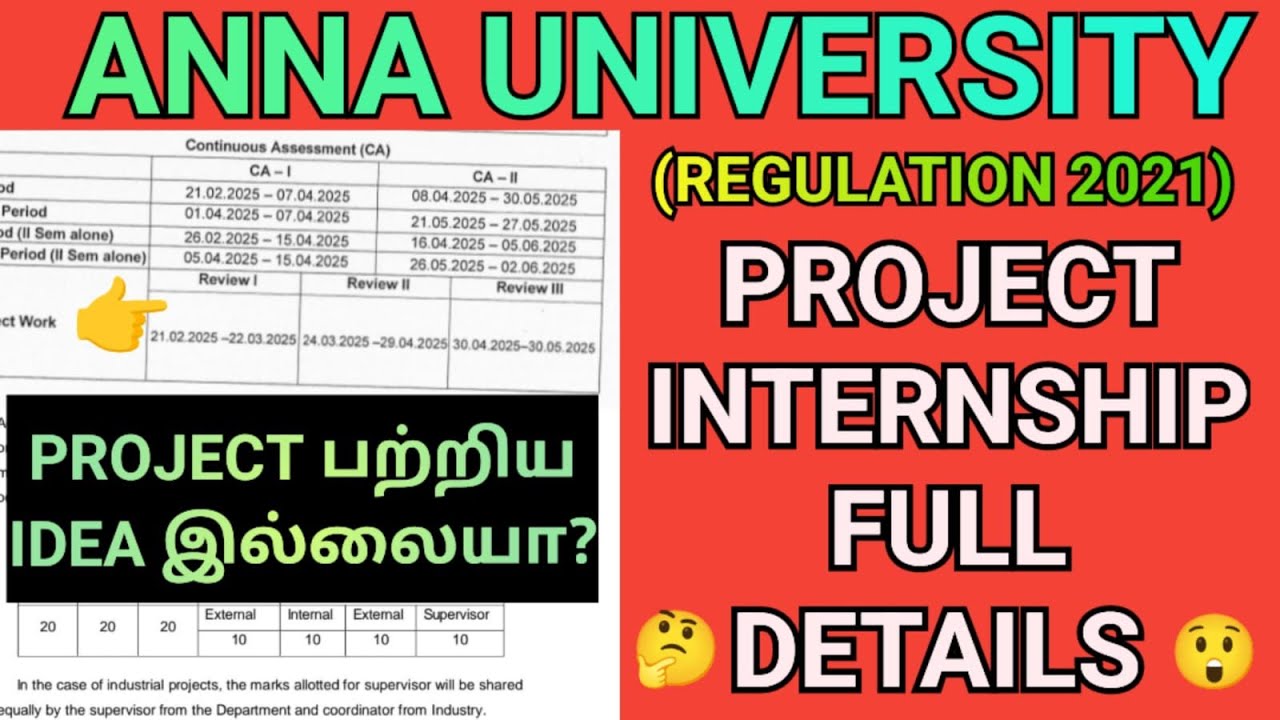 Anna University Project Work  & Internship Full Details 😉| R2021 Project & Internship 💪| Final Year😕