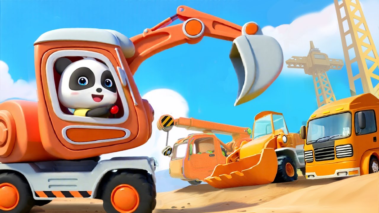 Learn Colors with Construction Trucks | Learn Excavator + More Nursery Rhymes |BabyBus - Cars World