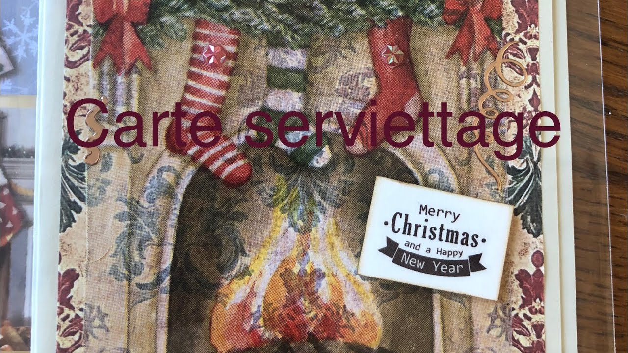 Carte Noël en serviettage #carterie #noel #scrapbooking #serviette