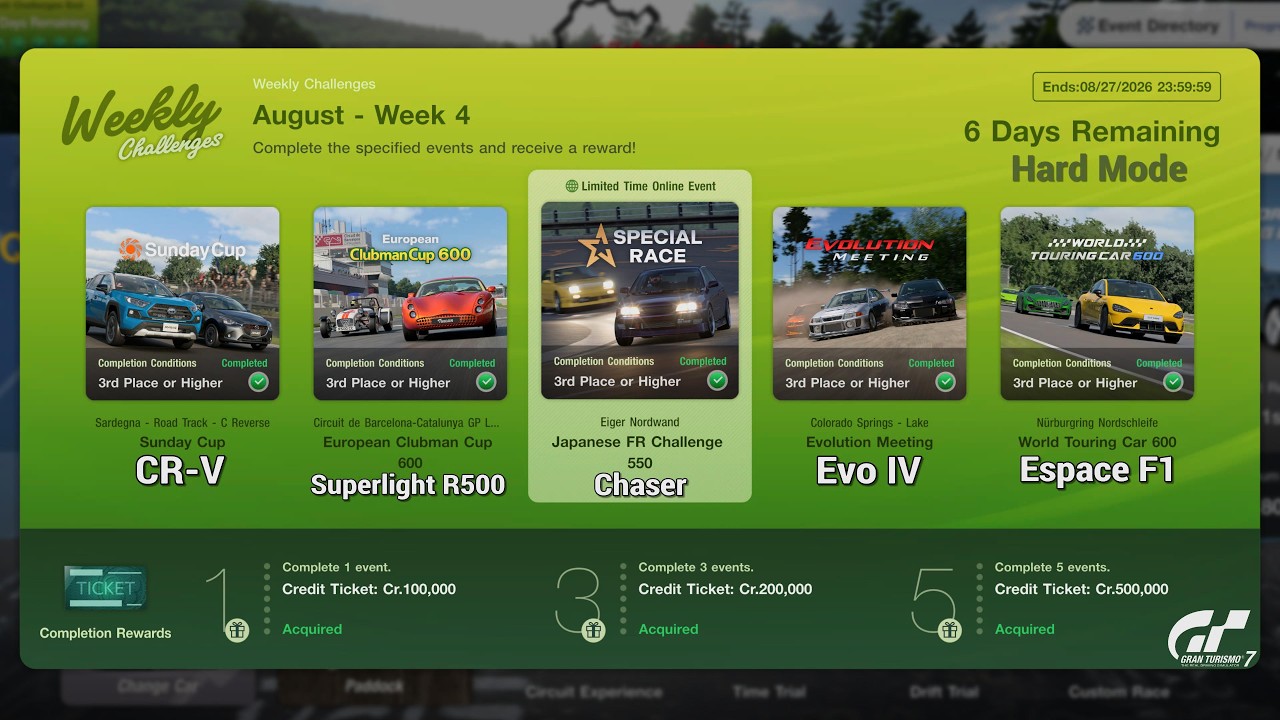 Gran Turismo 7 | Weekly Challenges August 2026 WK.4 - Special Race Japanese FR550 & WTC600 [PS5Pro]