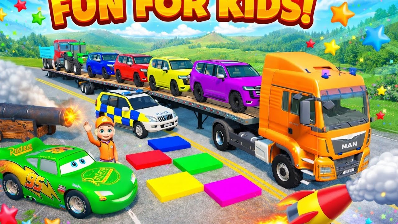 Flatbed Truck Mcqueen | Transportation with Truck - Pothole vs Car 
