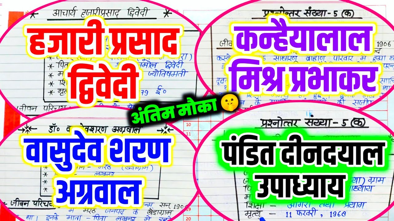 12th हिन्दी के सभी महत्वपूर्ण लेखक जीवन परिचय // 12th Hindi important Jivan Parichay 2026 