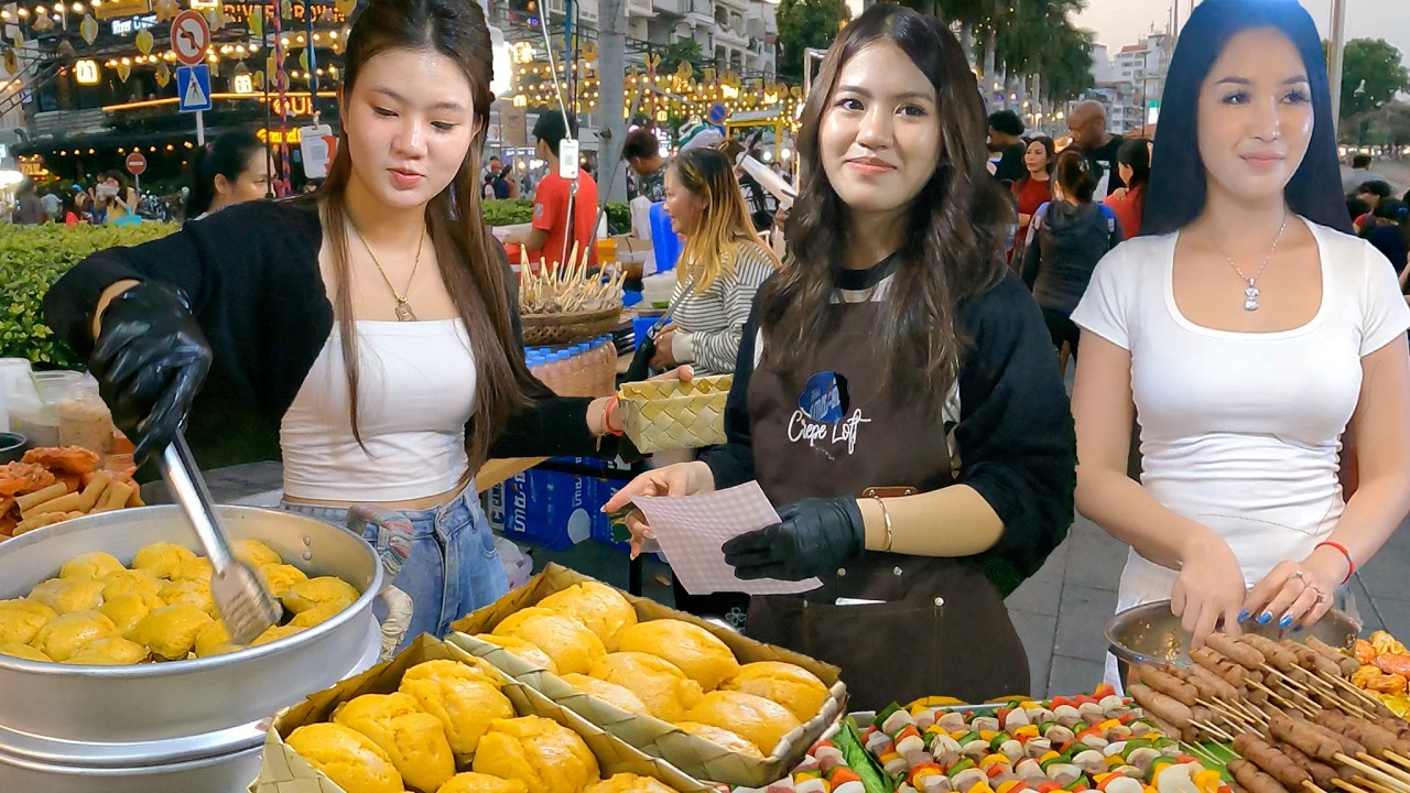 Chaktomuk Walk Street 2026 Most Popular Phnom Penh Street Food and Crowded Local Lifestyle 4K