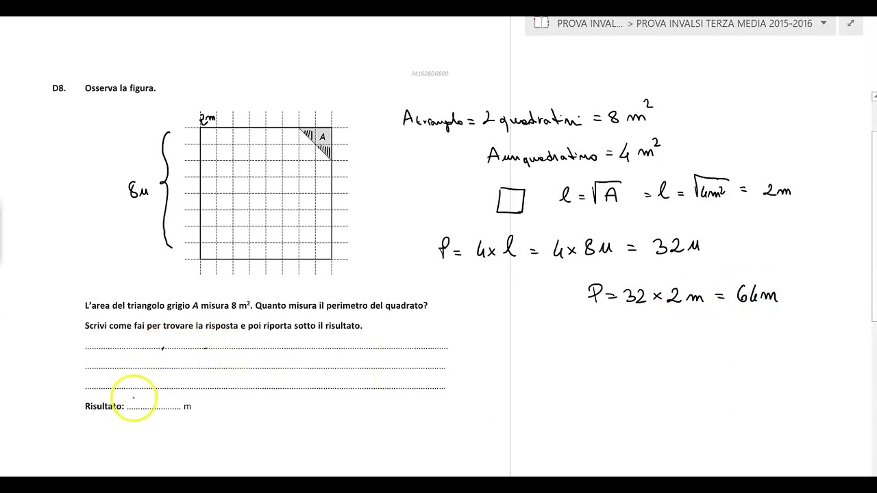 Prova Invalsi Matematica Terza Media 2015-2016 SPIEGATA  e RISOLTA : D8