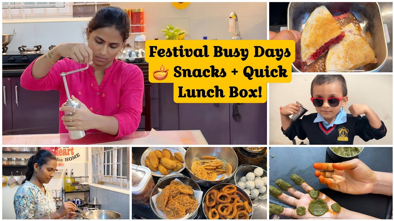 Festival Busy Days 2025 🪔 | Varamahalakshmi Traditional Snack Recipes & Easy Set Dosa Lunch Box#vlog