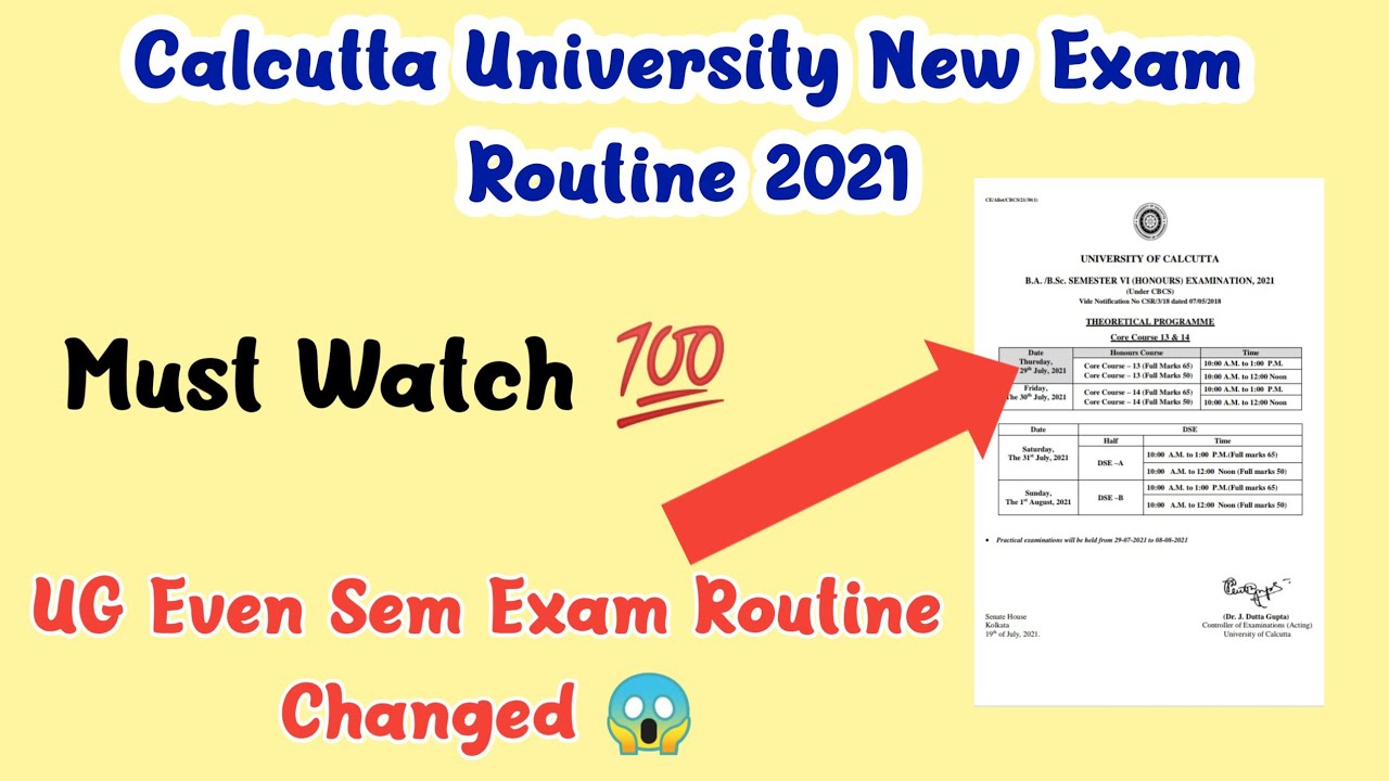 Calcutta University New Revised Routine 2021 | UG Even Semester Exam : BA BSc | Must Watch 💯