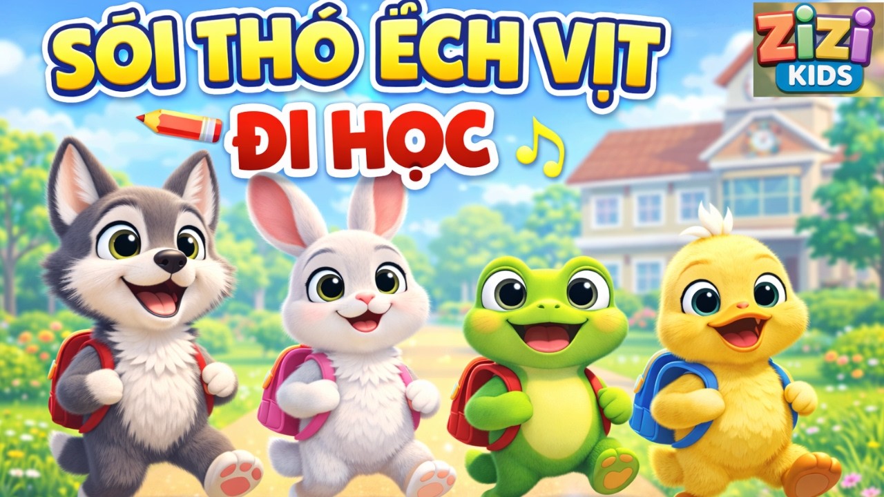 Sói 🐺 Thỏ 🐰 Ếch 🐸 Vịt 🦆 Cùng Nhau Đi Học | Nhạc Cho Bé Vui Nhộn | ZiZi Kids